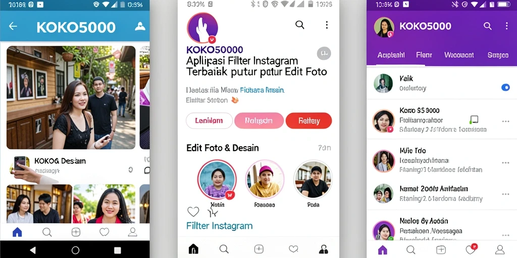 Tampilan antarmuka KOKO5000 dengan deretan filter Instagram yang menarik.