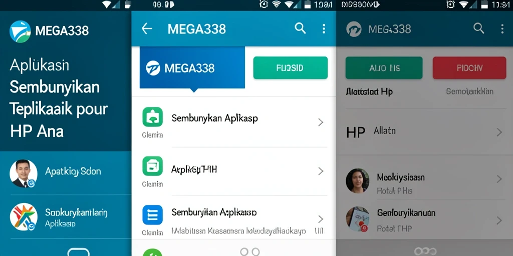 Tampilan antarmuka MEGA338 yang sederhana untuk menyembunyikan aplikasi.