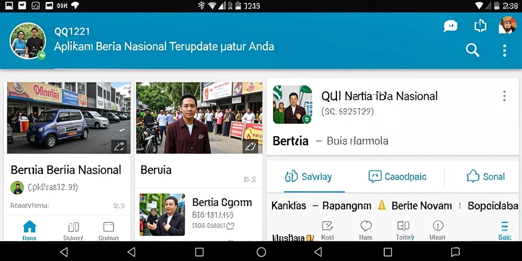Tampilan utama aplikasi QQ1221 dengan berita terkini dan kategori lengkap.